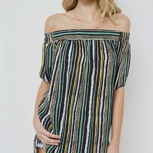 Elegant Striped Off-Shoulder Blouse